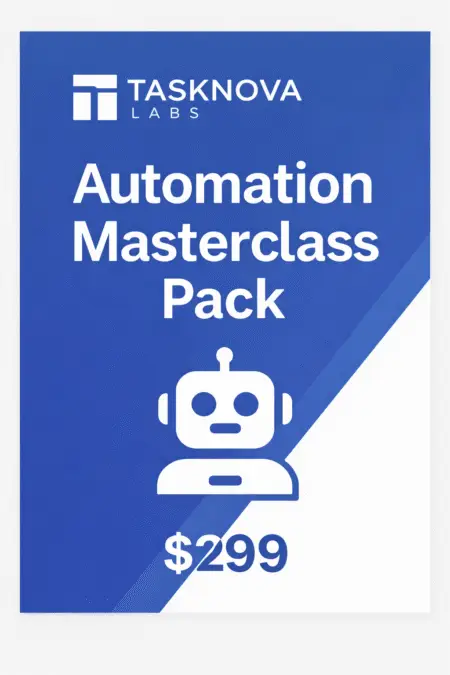 Automation Masterclass Pack – AI automation training, templates and workflow systems by TaskNova Labs