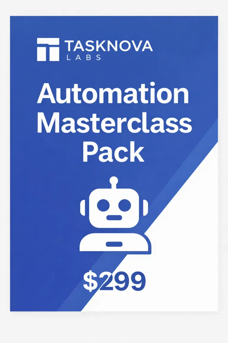 Automation Masterclass Pack – AI automation training, templates and workflow systems by TaskNova Labs